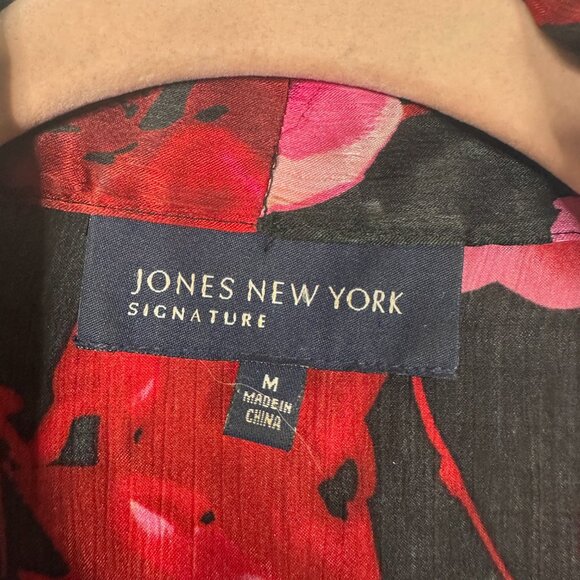2/$24 Jones New York Signature Floral Wrap Top Red Pink Medium #A0284 TRB2 - Picture 5 of 7